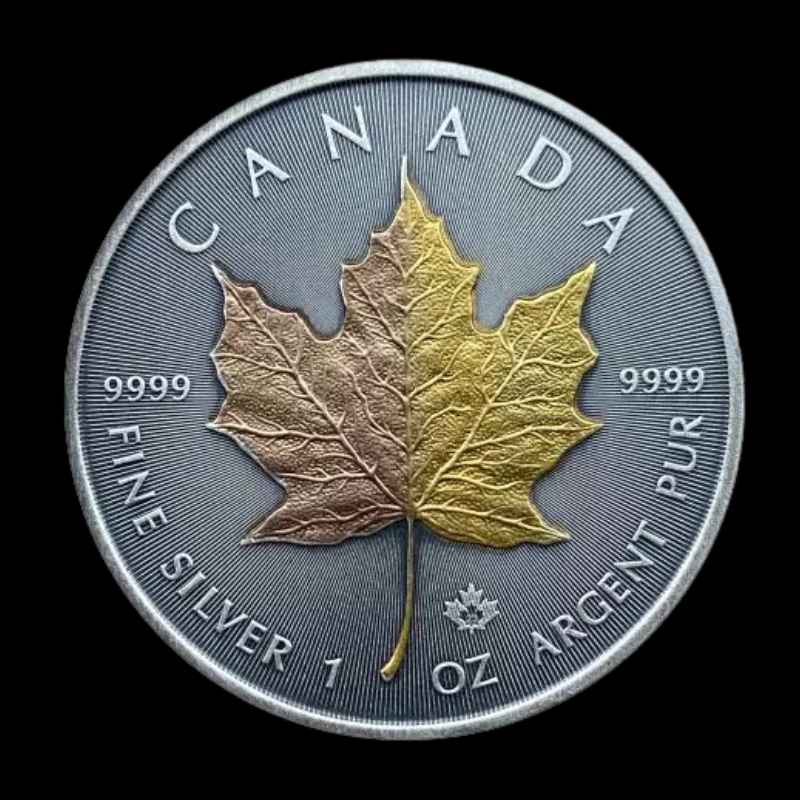 2025 1oz Maple Leaf Silver Antiqued Gilded II Coin