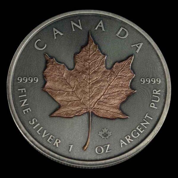 2025 1oz Maple Leaf Silver Rose Gilded Antiqued Coin