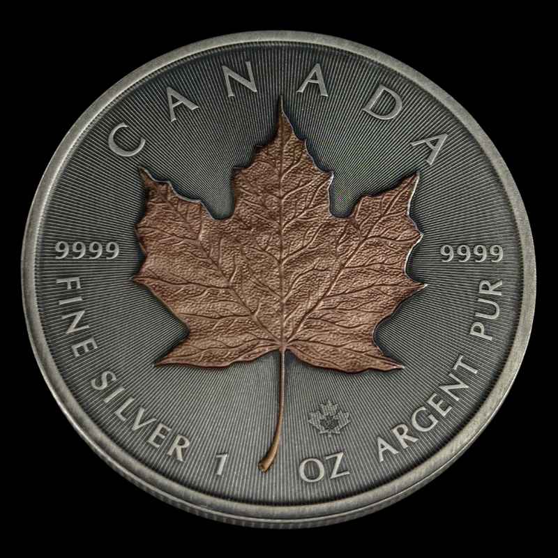 2025 1oz Maple Leaf Silver Rose Gilded Antiqued Coin
