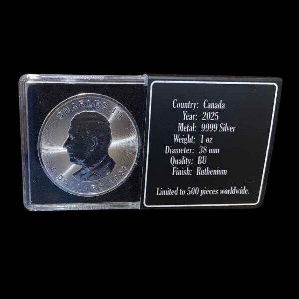 2025 1oz Maple Leaf Silver Ruthenium Plated Coin - Image 3