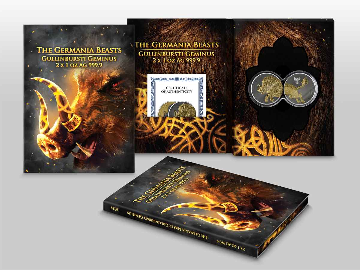 Germania Beasts: Gullinbursti Geminus 2×1oz Silver BU Coin Set