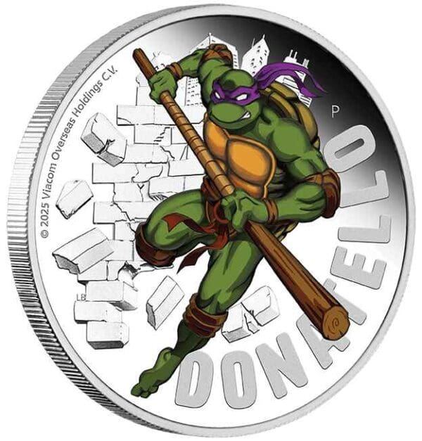 2025 $1 Teenage Mutant Ninja Turtles Donatello 1oz Silver Proof Coloured Coin - Image 3