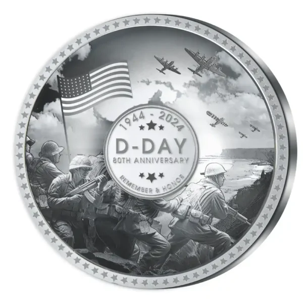 2024 D-Day Seaborne Invasion Solomon Islands $5 50g Silver Proof Coin
