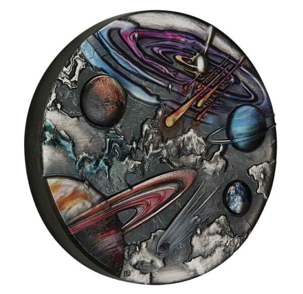 2024 $5 Universe Starry Sky and Planets Antiqued Coloured 5oz Silver Coin - Image 2