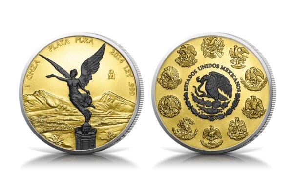 2024 Mexico Libertad Black Platinum and Gold 1oz Silver Coin - Image 3