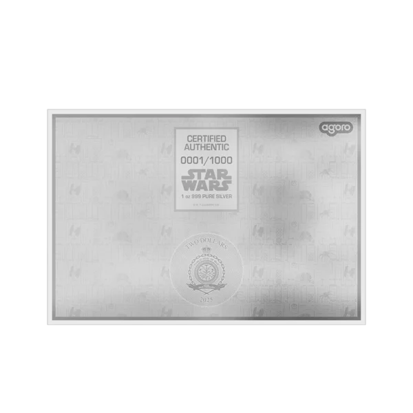 2025 $2 Star Wars™ Darth Vader Helmet™ Blueprint 1oz Silver Foil - Image 3