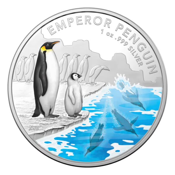 2023 $5 Emperor Penguin - Antarctic Territory 1oz Coloured Silver Proof Coin
