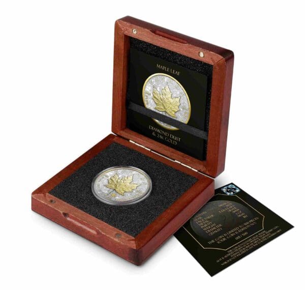 2025 Diamond Dust & Gilded 1oz Silver Maple Leaf Coin - Image 4