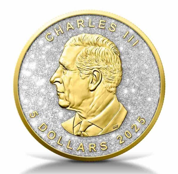 2025 Diamond Dust & Gilded 1oz Silver Maple Leaf Coin - Image 2