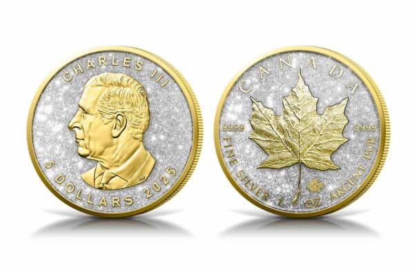 2025 Diamond Dust & Gilded 1oz Silver Maple Leaf Coin - Image 5