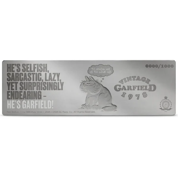 2025 $2 Nickelodeon Garfield's 1st Birthday 1oz Silver Proof Coin - Image 3