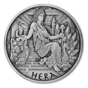 2022 $5 Hera - Gods of Olympus 5oz .9999 Silver Tuvalu Antiqued Coin