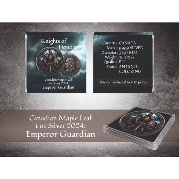 2024 $1 Knights of Honor: Emperor Guardian 1oz Silver Maple Leaf Coin - Image 5