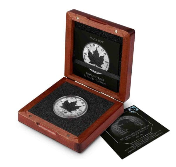 2025 Diamond Dust & Black Platinum 1oz Silver Maple Leaf Coin - Image 4