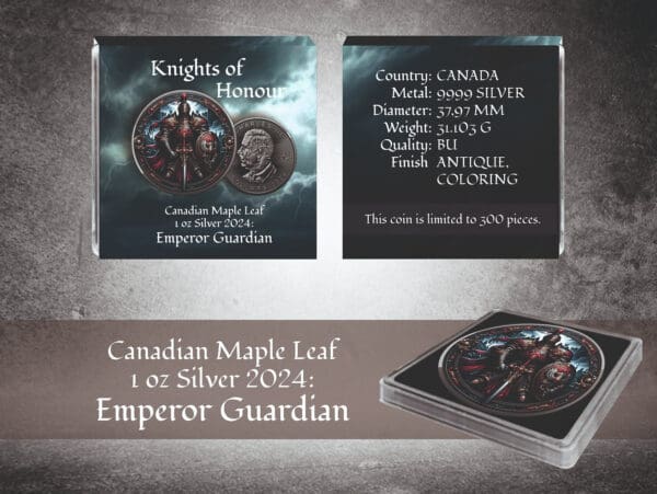 2024 $1 Knights of Honor: Emperor Guardian 1oz Silver Maple Leaf Coin - Image 4