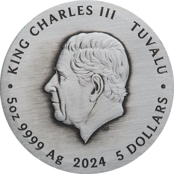 2024 $5 Chinese Ancient Inventions 5oz Silver Antiqued Coloured Coin - Image 2