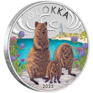 2025 $1 Australian Quokka 1oz Silver Coloured Coin