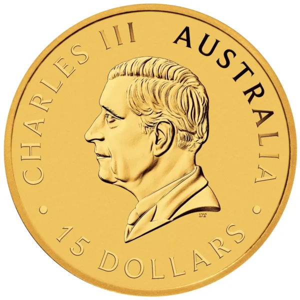 2025 $15 Perth Mint Gold Kangaroo 1/10oz BU Coin - Image 2