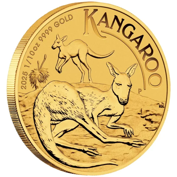 2025 $15 Perth Mint Gold Kangaroo 1/10oz BU Coin