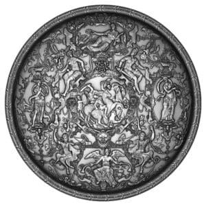 2025 $5 Ghisi Shield 2oz Silver Antiqued High Relief Niue Coin