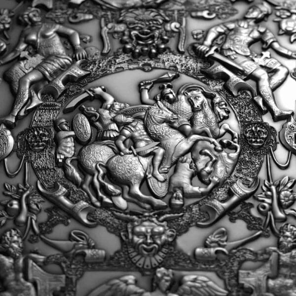 2025 $5 Ghisi Shield 2oz Silver Antiqued High Relief Niue Coin - Image 13