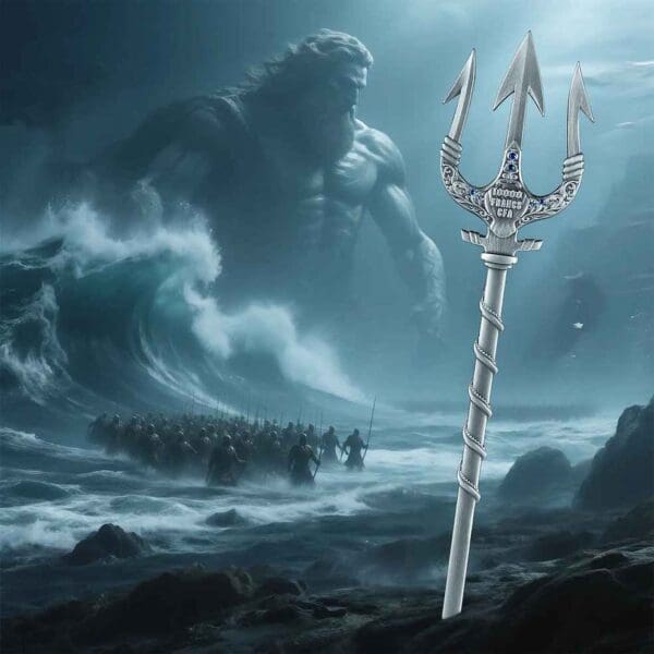 2025 Poseidon Trident 2oz .999 Fine Antiqued High Relief Silver Coin