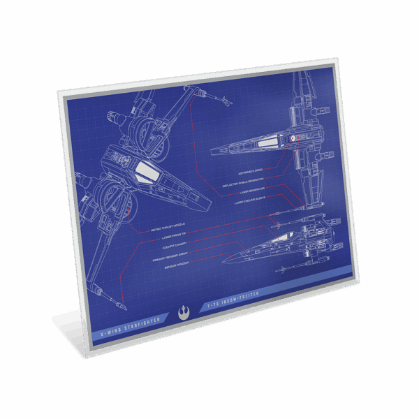 2025 $2 Star Wars™ X-Wing T-70™ Blueprint 1oz Silver Niue Coin