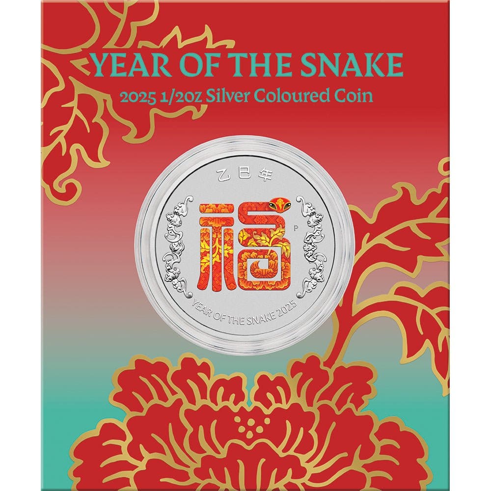 2025 50c Year Of The Snake 'Fu' - Prosperity 1/2oz Silver Tuvalu Carded Coin