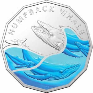 2023 50c Antarctic Territory - Humpback Whale Coloured Uncirculated Coin