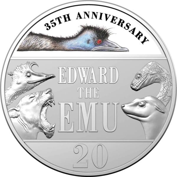 2023 20c Edward the Emu 35th Anniversary Colour Uncirculated Coin - Image 2