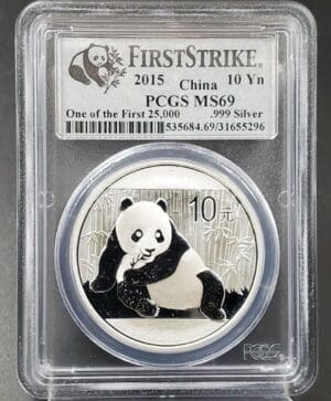 2015 MS69 Chinese Panda First Strike 1oz Silver Coin