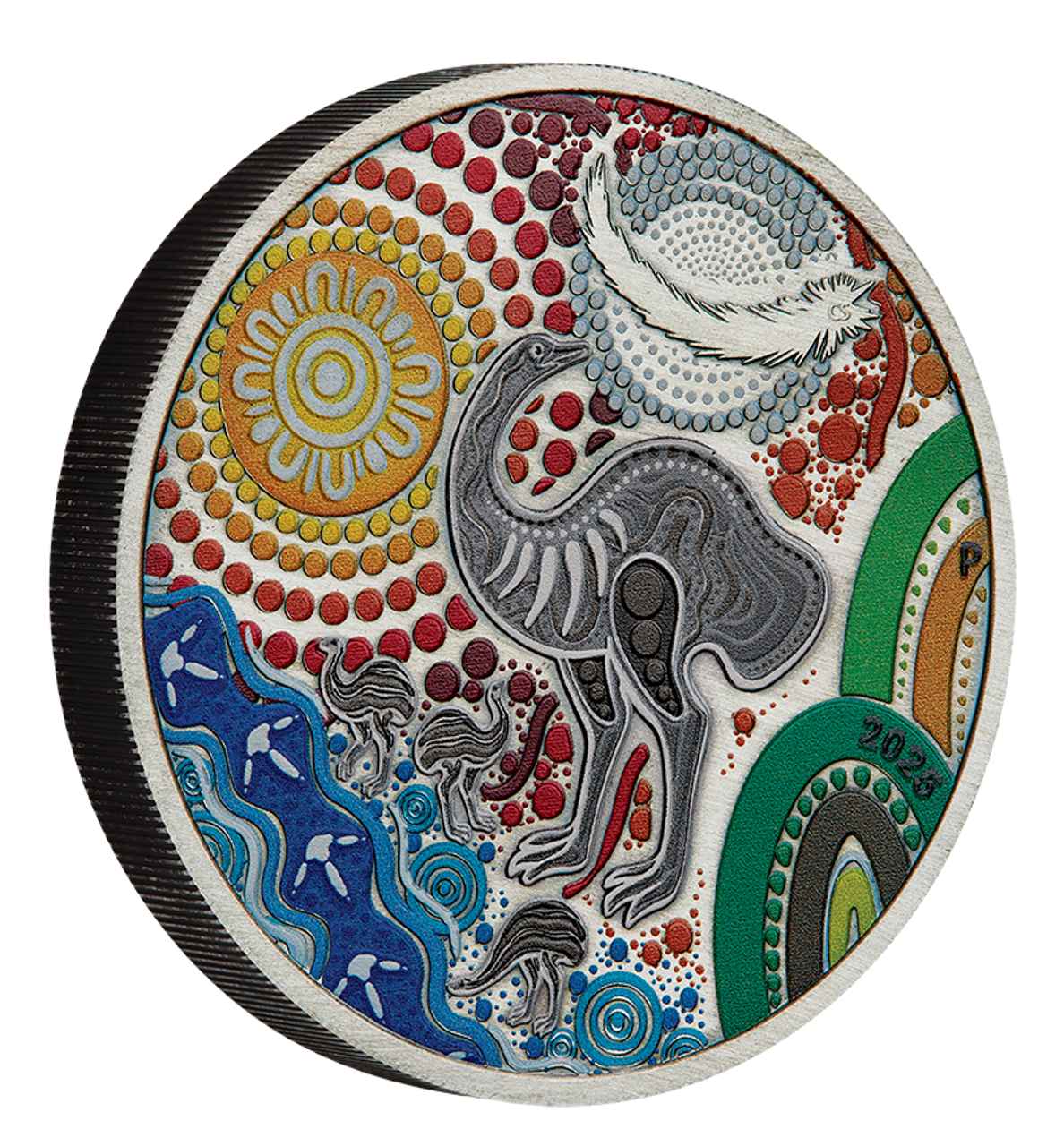 2025 $2 Australian Emu Utingat 2oz Silver Coloured Antiqued Coin