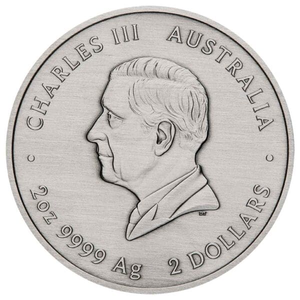 2025 $2 Australian Emu Utingat 2oz Silver Coloured Antiqued Coin - Image 4