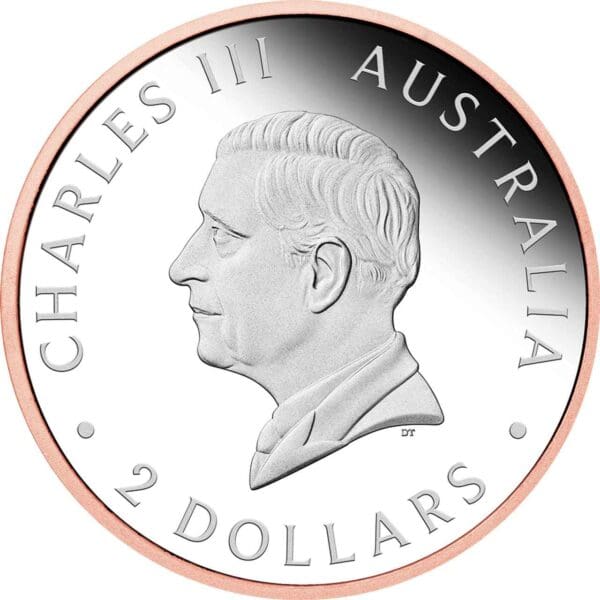 2025 $2 Wedge-tailed Eagle 2oz Silver Rose Gilded Proof Coin - Image 2