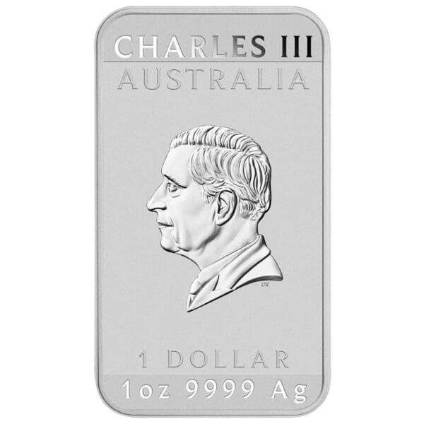 2025 Perth Mint Silver Dragon Bar – obverse with King Charles III effigy