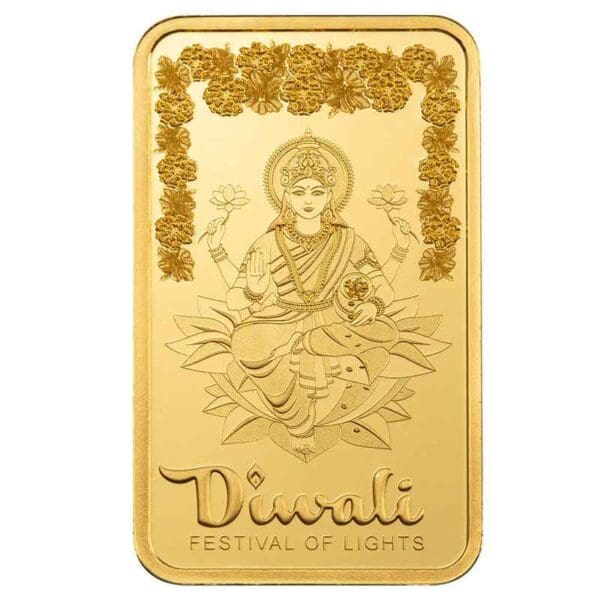 Diwali Lakshmi & Rangoli .9999 5g Gold Prooflike PAMP Bar