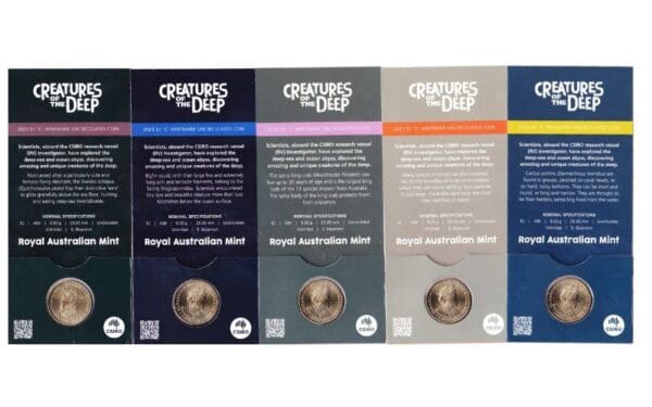 5 x 2023 $1 Creatures Of The Deep Complete Mintmark Set - Image 2