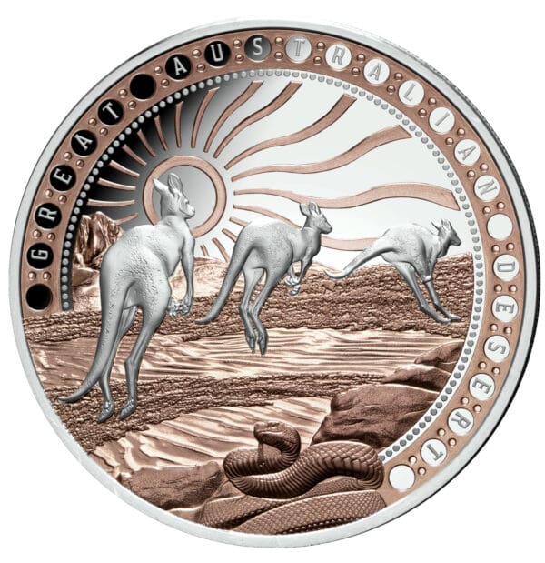 2023 $1 Great Australian Desert 1oz Rose Gold Plated Silver Proof Coin - Image 3