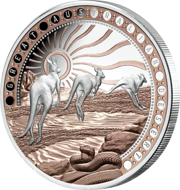 2023 $1 Great Australian Desert 1oz Rose Gold Plated Silver Proof Coin - Image 4