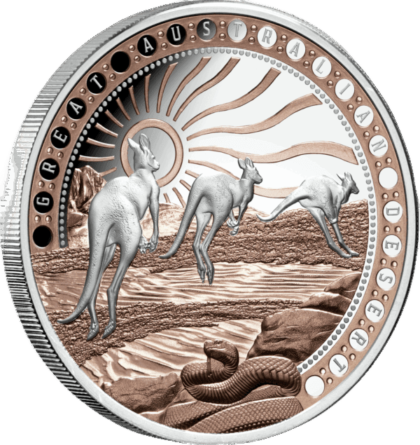 2023 $1 Great Australian Desert 1oz Rose Gold Plated Silver Proof Coin - Image 2