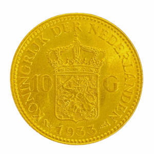 1933 10 Gulden - Wilhelmina .900 Gold XF/EF Netherlands Coin