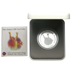 1989 $1 New Zealand Auckland - XIV Commonwealth Games Silver Proof Coin