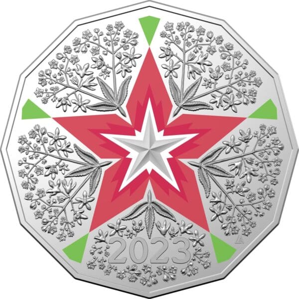 1 x Random 2023 50c Festive Florals Christmas Decorative Carded Coin - Image 7