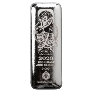 2023 Lunar Year of the Rabbit 100g Silver Bar