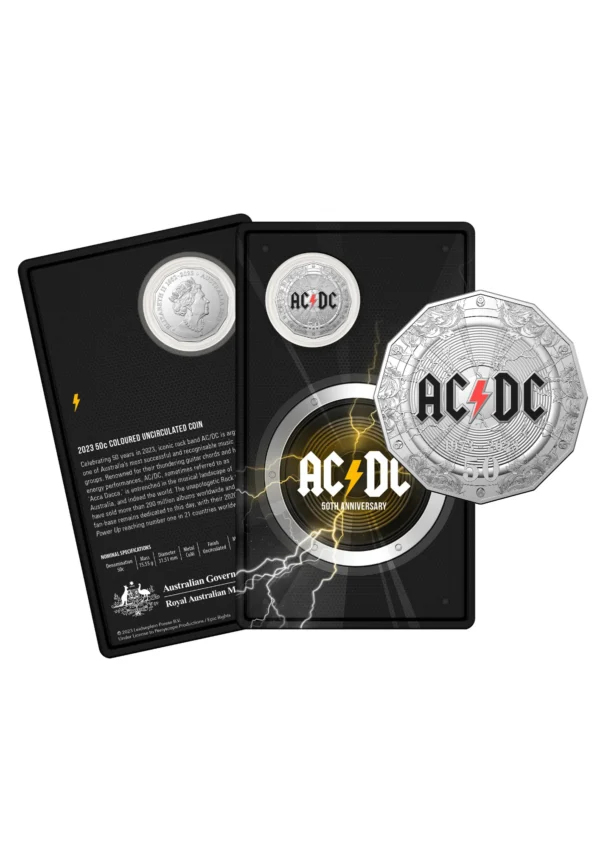 2023 50c 50th Anniversary of AC/DC Coloured UNC