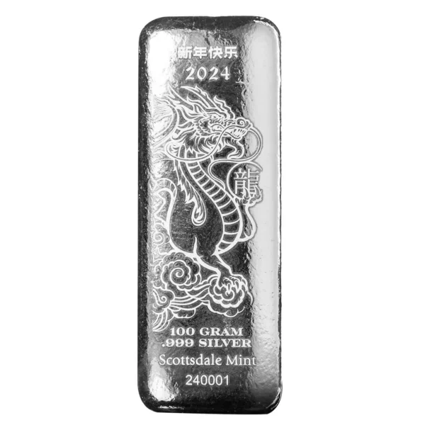 2024 Lunar Year of the Dragon 100g Silver Bar