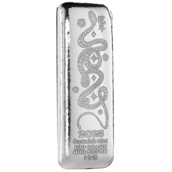 2025 Lunar Year of the Snake 100g Silver Bar - Image 2