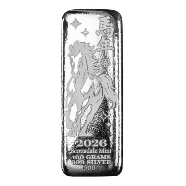 2026 Lunar Year of the Horse 100g Silver Bar