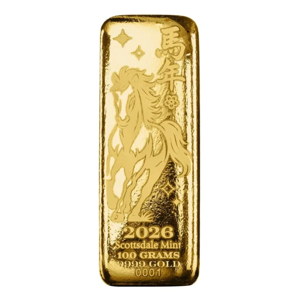 2026 Lunar Year of the Horse 100g Gold Bar