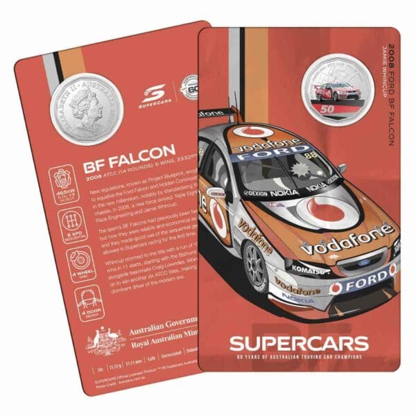 2020 50c Ford BF Falcon - 60 Years of Australian Supercars UNC Carded Coin - Image 2